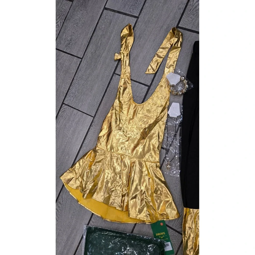 DROFE Gold Batgirl Costume Set Halloween‎ Cosplay Party Girl Size S